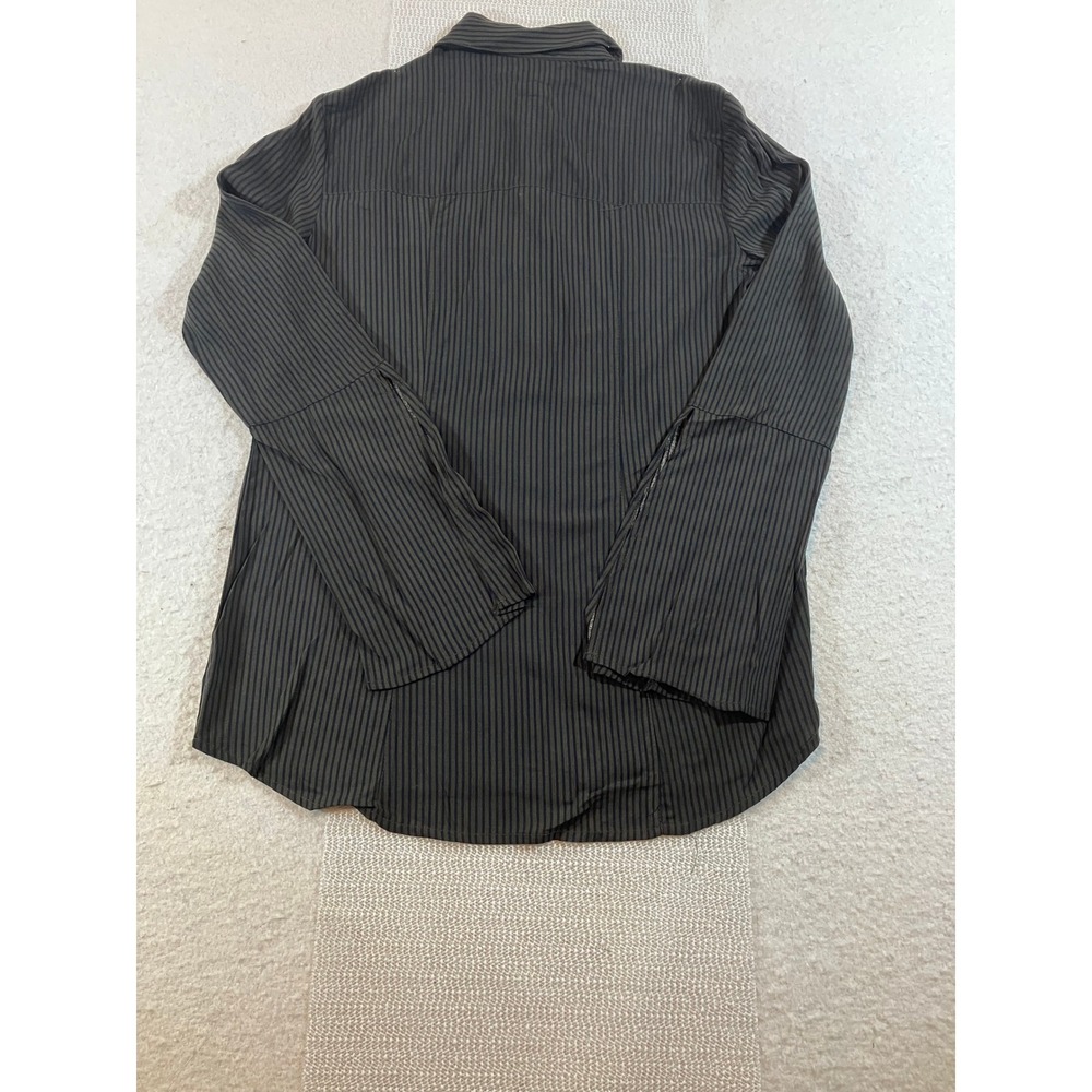 Republic NWT Woven Shirt Black Brown Stripe Button Down Long Sleeve Top XL NWT - Picture 2 of 7